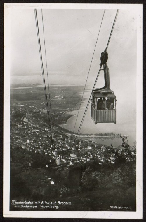 Pfänderbahn mit Blick auf Bregenz am Bodensee. Vorarlberg