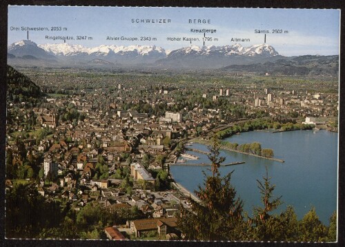 [Bregenz] Schweizer Berge : Drei Schwestern, Ringelspitze, ... : [Bregenz am Bodensee gegen Rheintal und Schweizer Berge Vorarlberg ...]