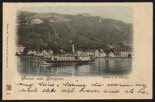 Gruss aus Bregenz : Hafen g. d. Pfänder : [Correspondenz-Karte ...]