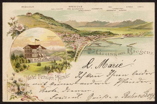 Gruss aus Bregenz : Bregenz : Pfänder : Gallinakopf : Drei Schwestern ... : [Correspondenz-Karte ...]