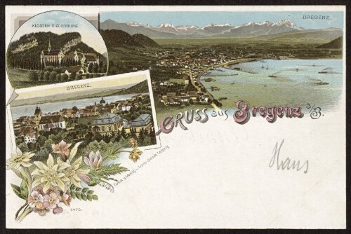 Gruss aus Bregenz a/B. : Bregenz : Kloster Riedenburg ... : [Correspondenz-Karte An ... in ...]