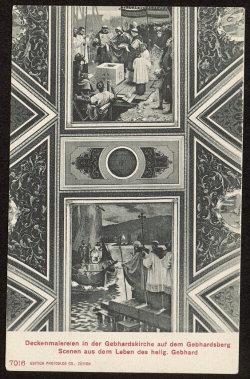 [Bregenz] Deckenmalereien in der Gebhardskirche auf dem Gebhardsberg : Scenen aus dem Leben des heilg. Gebhard : [Carte Postale Postkarte ...]