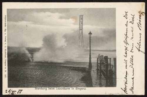 Brandung beim Leuchtturm in Bregenz : [Postkarte ...]