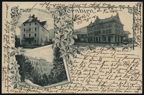 Gruss aus Dornbirn : Gemeindehaus : Postgebäude : Volksschule : [Correspondenz-Karte ...]