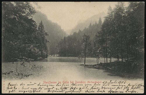 Stauffensee im Gütle bei Dornbirn (Arlbergbahn) : [Postkarte ...]