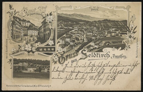 Gruss aus Feldkirch, Vorarlberg : Mariagrün : Neustadt mit Schattenburg : Feldkirch : [Correspondenz-Karte An ... in ...]