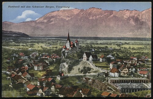 Rankweil mit den Schweizer Bergen, Vorarlberg