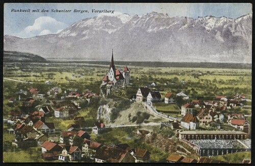 Rankweil mit den Schweizer Bergen, Vorarlberg