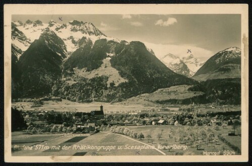 Bludenz 571 m mit der Rhätikongruppe u. Scesaplana Vorarlberg