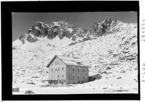 Skihütte Alp Trida 2263 m mit Flimspitze und Rückelkopf : [Skihütte Alp Trida gegen Bürkelkopf]