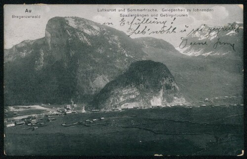 Au Bregenzerwald : Luftkurort und Sommerfrische. Gelegenheit zu lohnenden Spaziergängen und Gebirgstouren