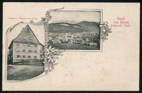 Gruss aus Bezau Bregenzer Wald : Gasthof u. Brauerei zur Gams : [Correspondenz-Karte ...]