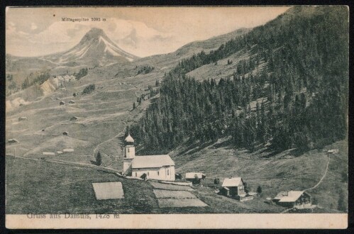 Gruss aus Damüls, 1428 m : Mittagsspitze 2092 m