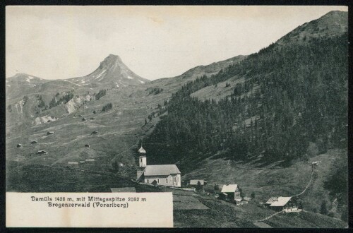 Damüls 1428 m, mit Mittagsspitze 2092 m Bregenzerwald (Vorarlberg) : [Correspondenz-Karte ...]