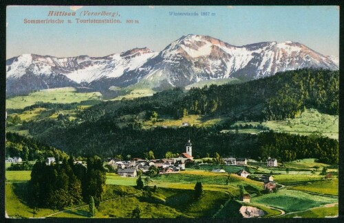 Hittisau (Vorarlberg), Sommerfrische u. Touristenstation, 800 m : Winterstaude 1867 m
