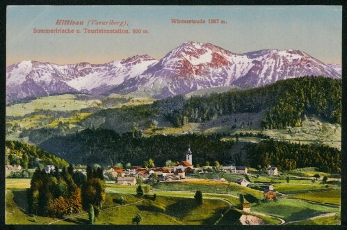 Hittisau (Vorarlberg), Sommerfrische u. Touristenstation, 800 m. : Winterstaude 1867 m.